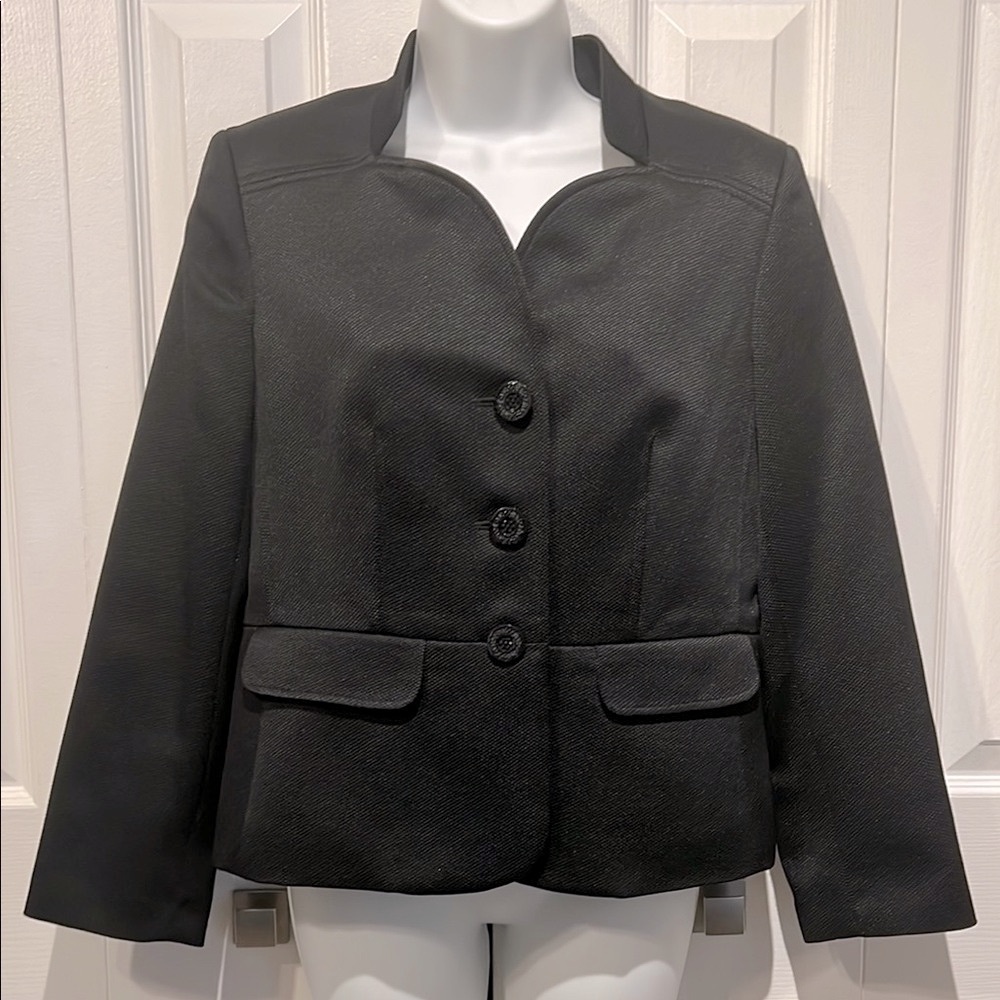 Jones‎ Wear Black Lined Textured Blazer Size 8